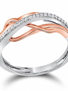 10K Two-Tone Gold Diamond Ring ✨ 1/10 CTW Intertwined Design